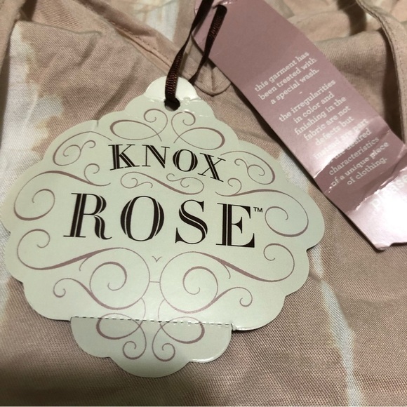 NWT knox rose womens size medium pink elastic sleeve peasant blouse tie top - Picture 8 of 11